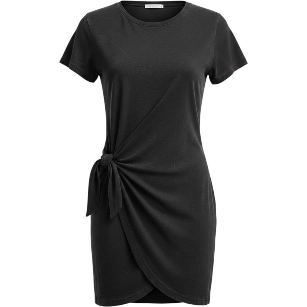 Vince Side Tie Knot T-Shirt Mini Dress Black XS V498583155‎